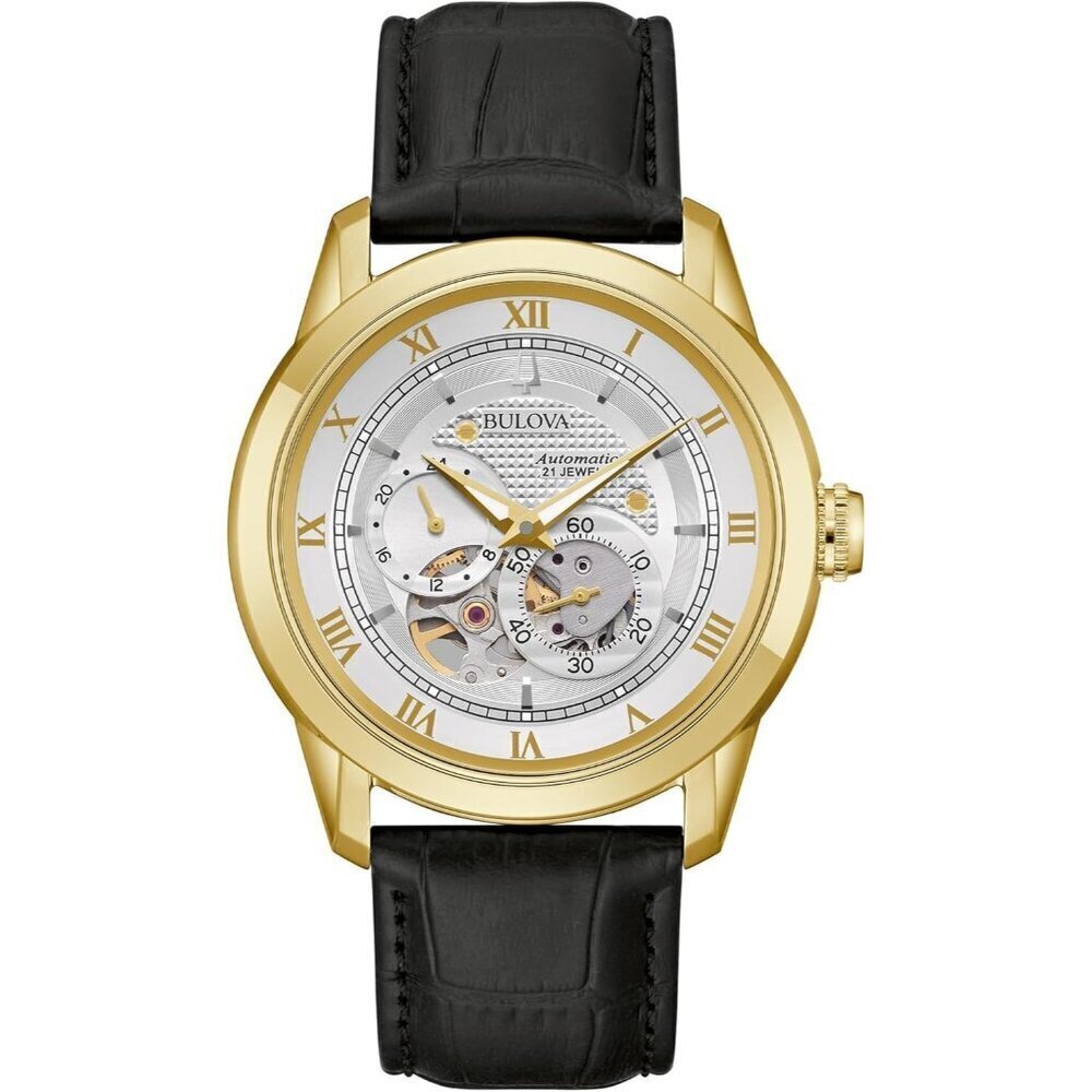🆕Men Black Classic Sutton Automatic Watch, 24-Hour Sub Dial, Open Caseback